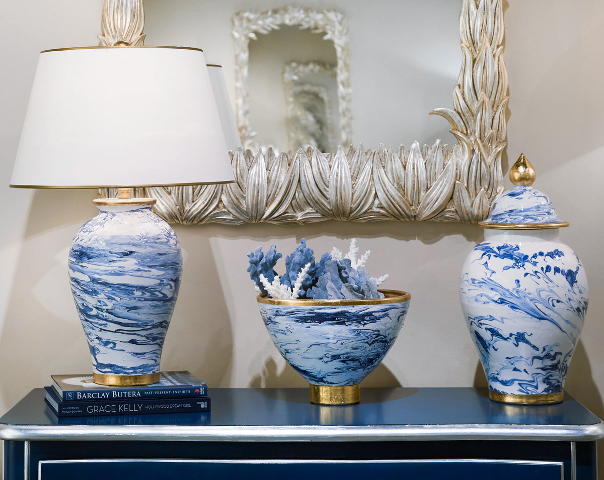 Marina Blue Marble Temple Jar – Bradburn Home