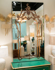 Mirror With Wood Veneer Decor