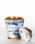 Blue And White Marbelized Cannister
