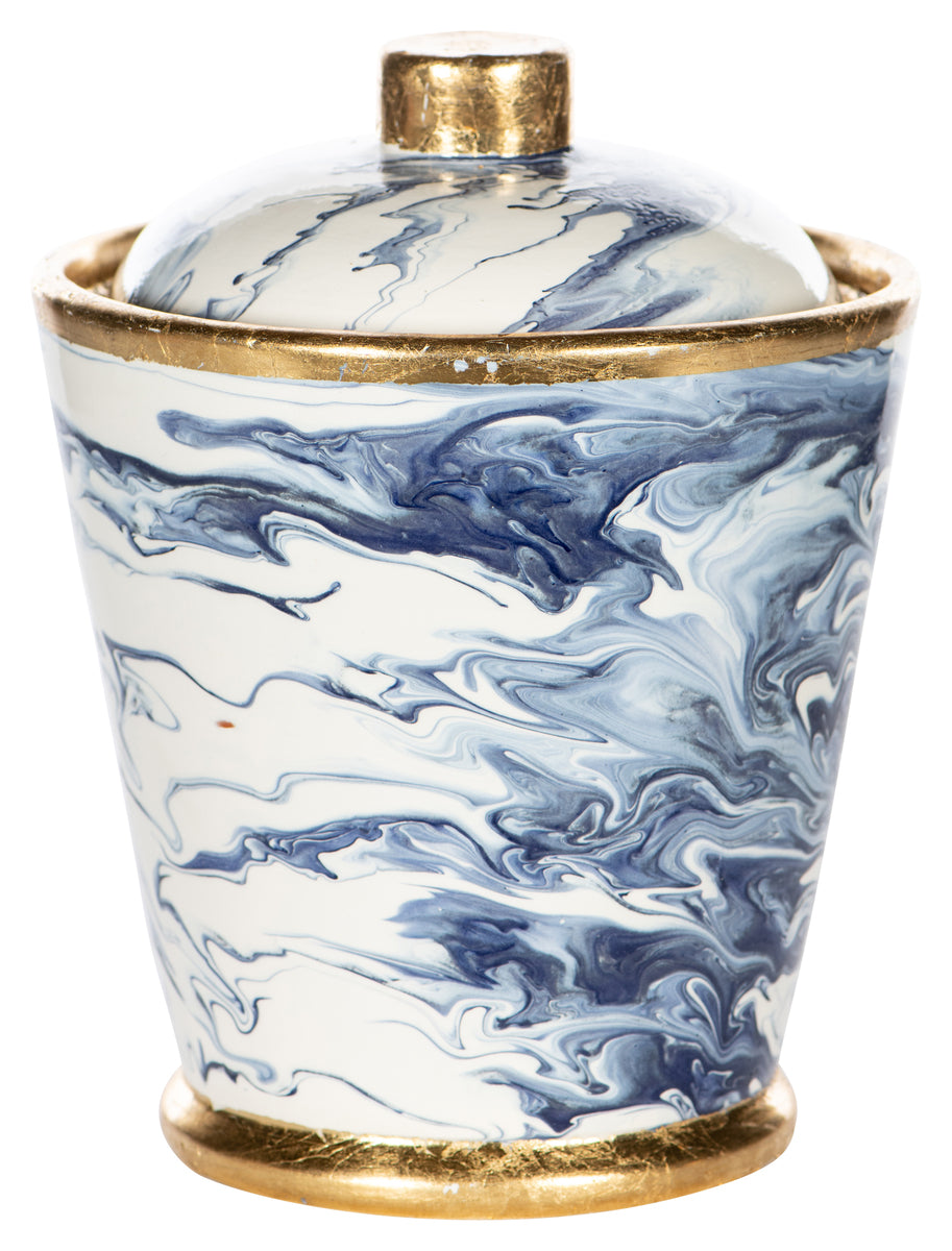 Blue And White Marbelized Cannister