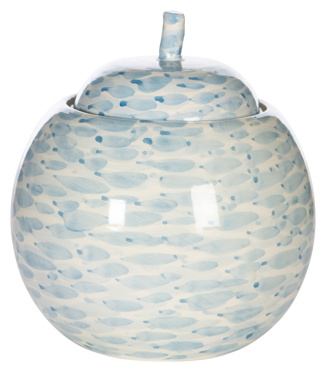 Large Blue And White Round Jar