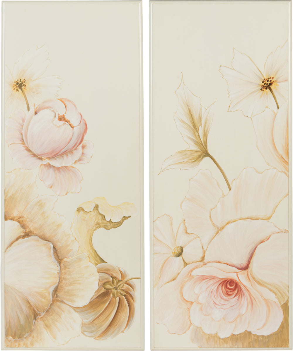 S/2 Cream Flora Panels
