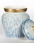 Large Blue And White Round Jar