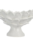 Large Leaf White Oval Bowl