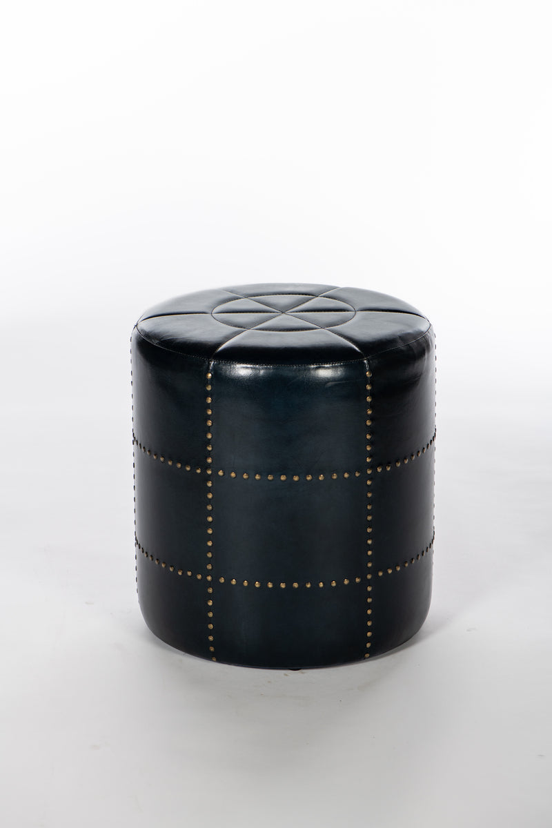 Blue Leather Ottaman