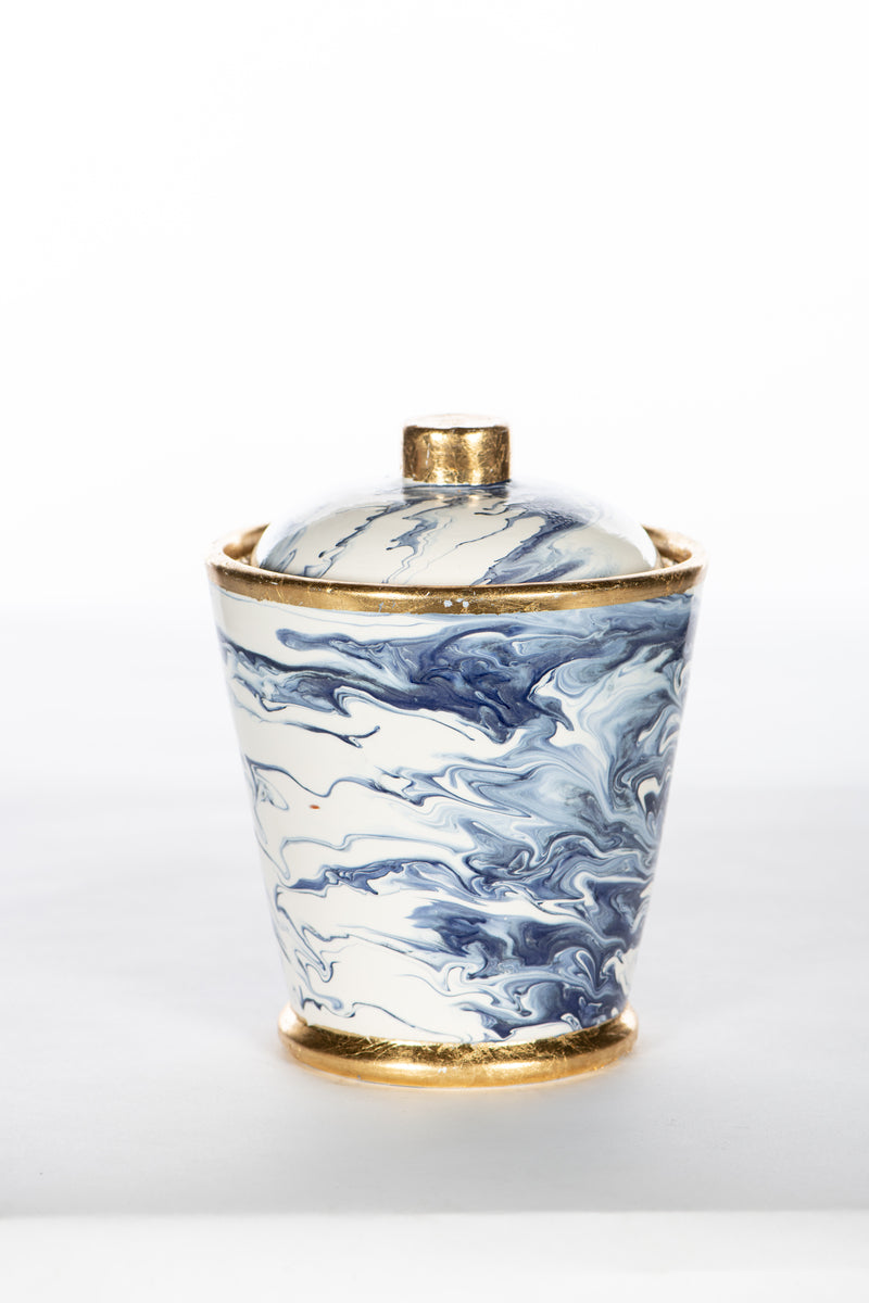 Blue And White Marbelized Cannister