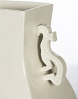 White Dragon Handled Vase