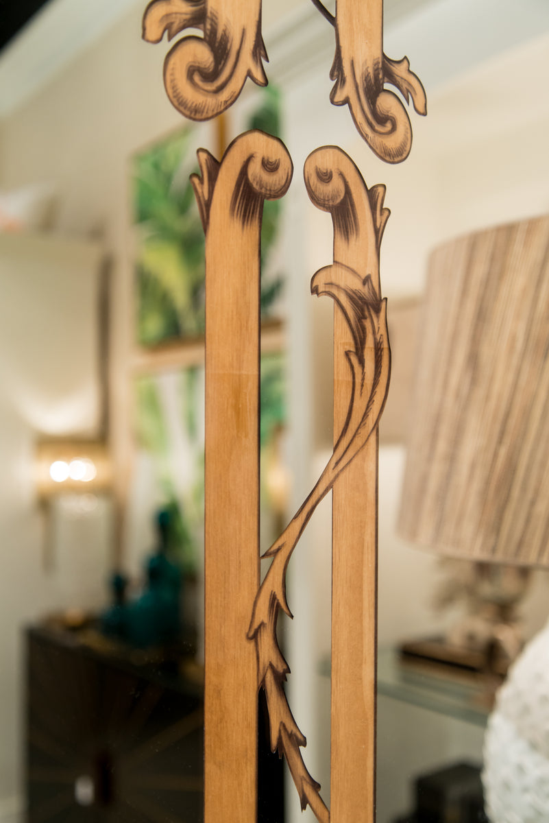 Mirror With Wood Veneer Decor