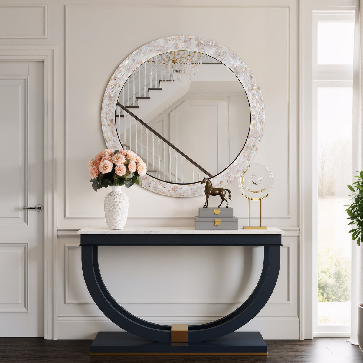 White Mother Of Pearl Mirror