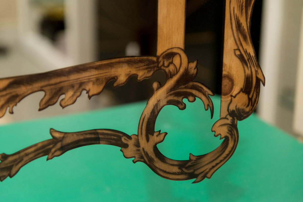 Mirror With Wood Veneer Decor