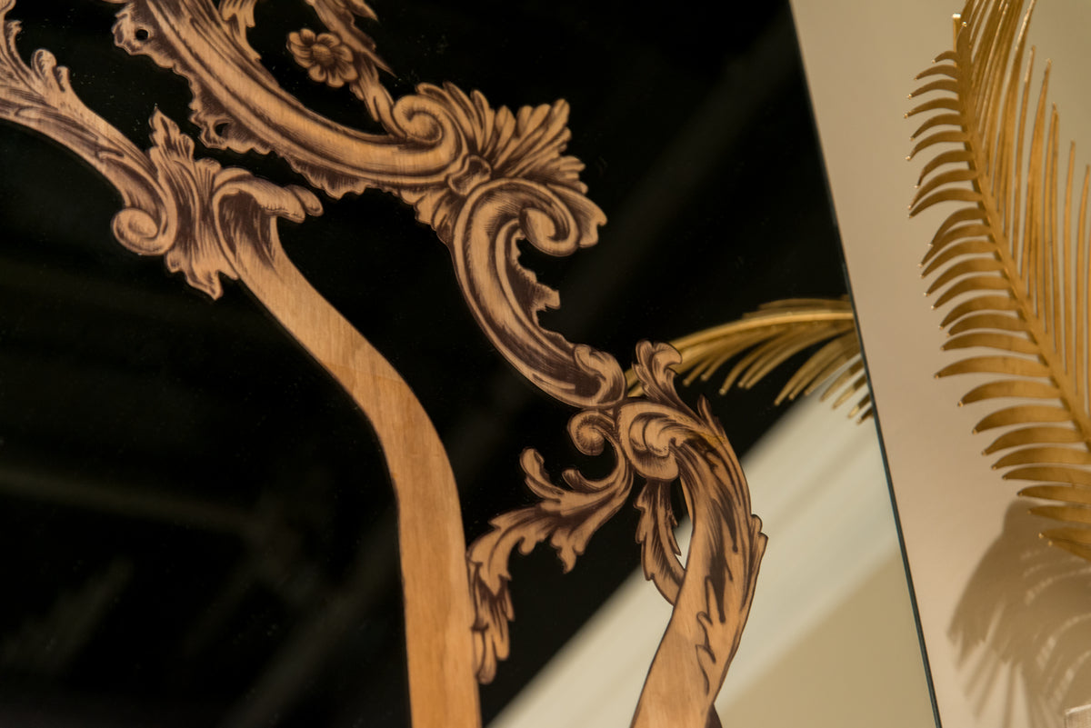 Mirror With Wood Veneer Decor