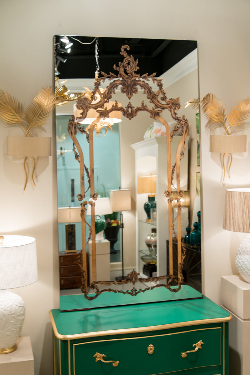 Mirror With Wood Veneer Decor