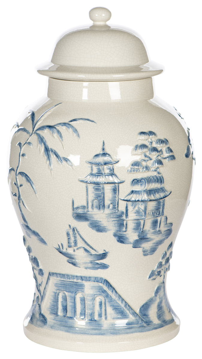 Temple Jar With Asian Motif