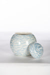 Large Blue And White Round Jar