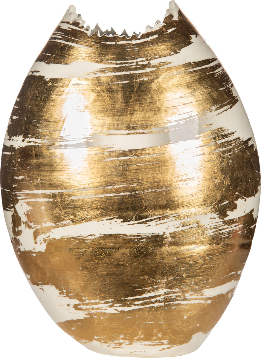 Egg Shaped Gold & White Vase