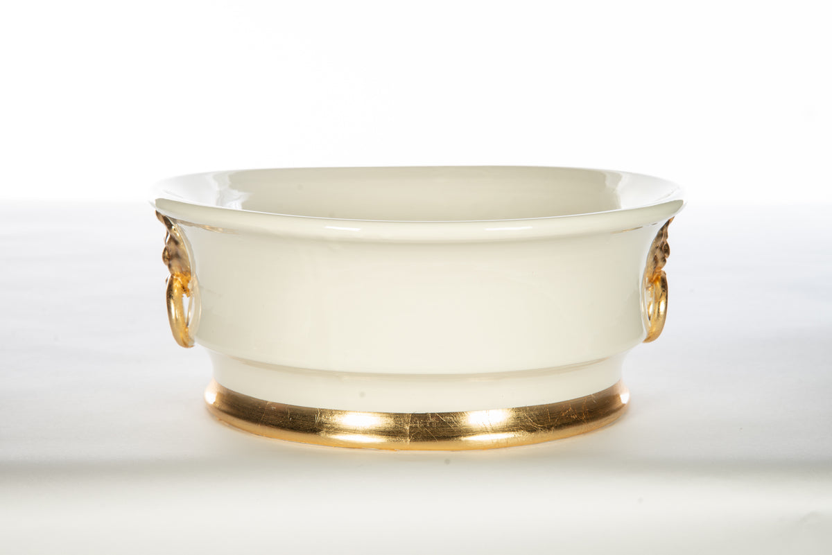 White &amp; Gold Center Piece Bowl