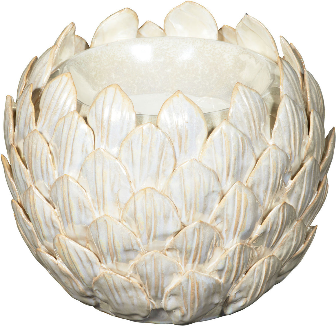 Large Pearlized Leaf Candle Holder