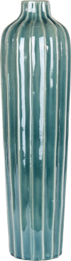 Small Blue Ridged Slender Vase