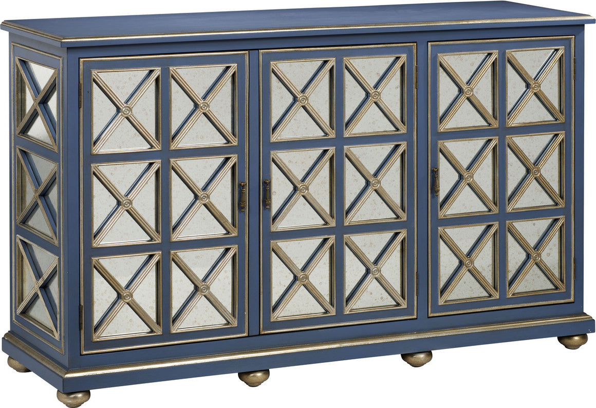 3 Door Blue And Silver Console