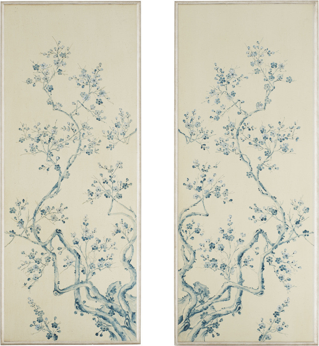 Set Of 2 Blue And White Panels
