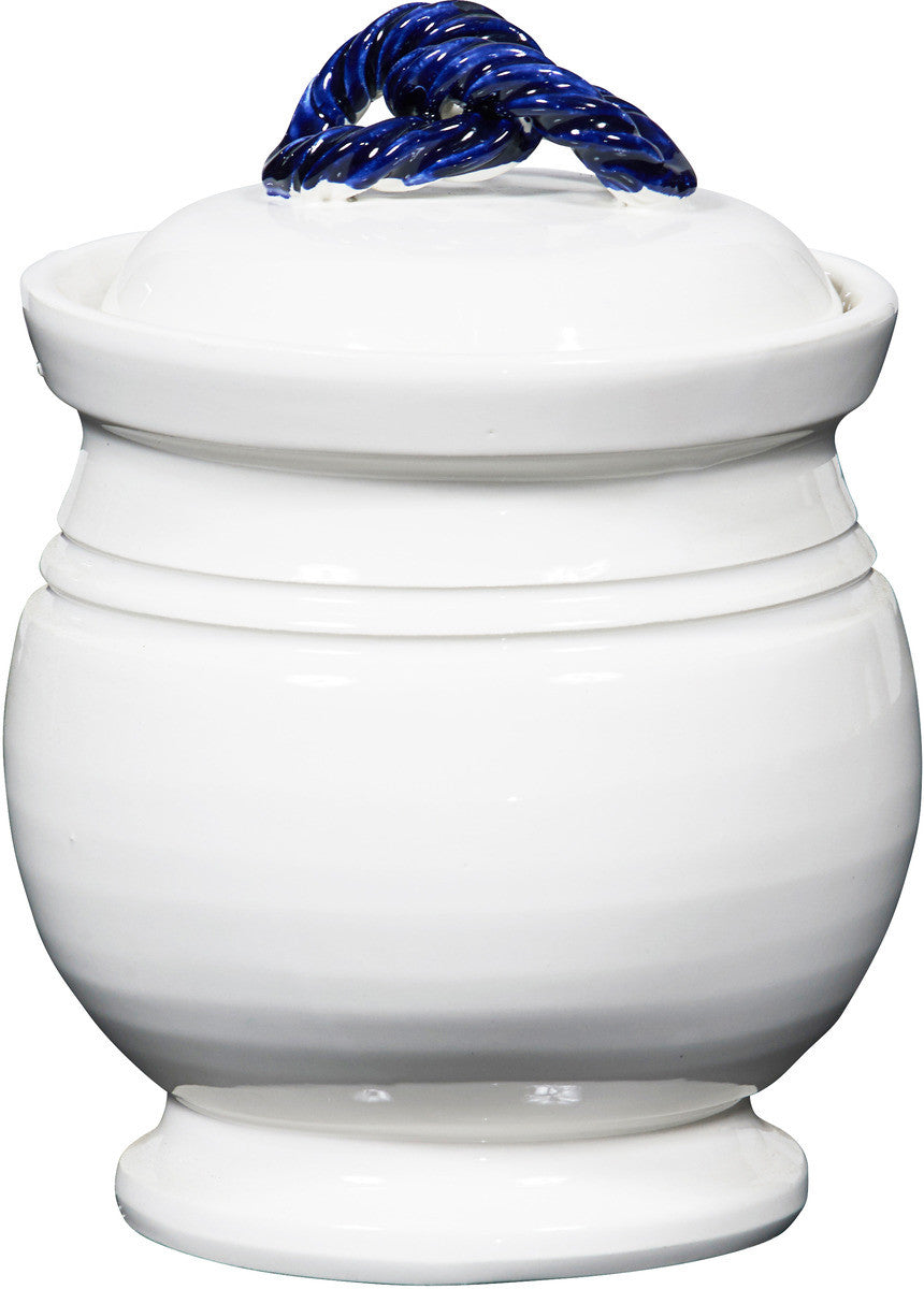 Jar With Rope Table Small White Jar With Rope Handle Pull – Bradburn Home