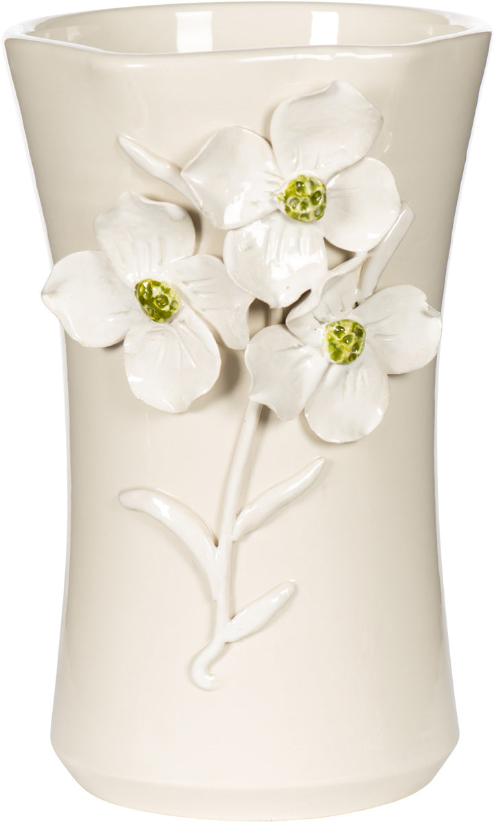 Tall White Dogwood Floral Vase