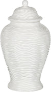 Small White Temple Jar With Wave Effect